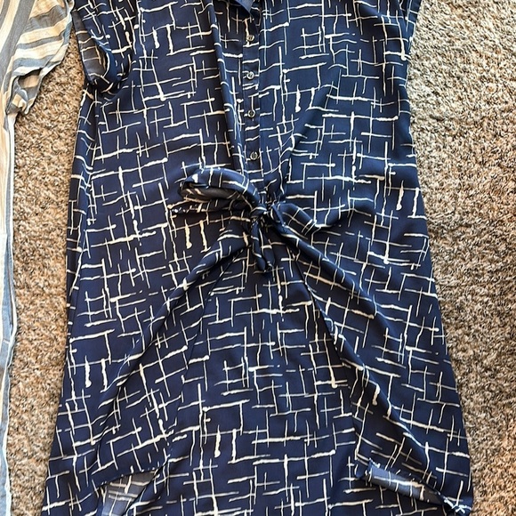 She + Sky and Tribal Jeans Blue and Cream Button Down Dresses - Picture 6 of 14